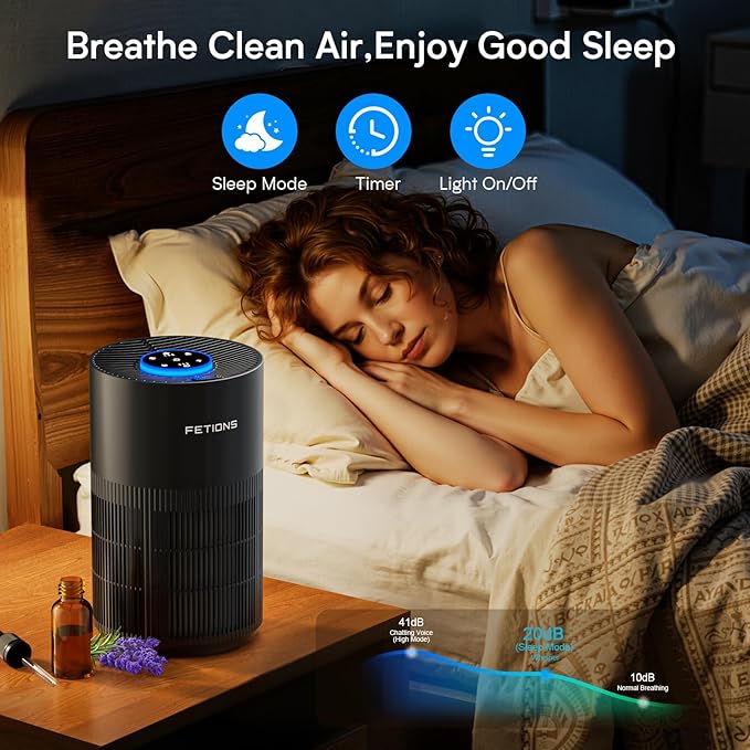 Air Purifiers for Bedroom Home up to 1200Ft²,HEPA Air Purifier for Home | with Sleep Mode, 3 Speeds, Timer, Aroma Function,Safety Child Lock