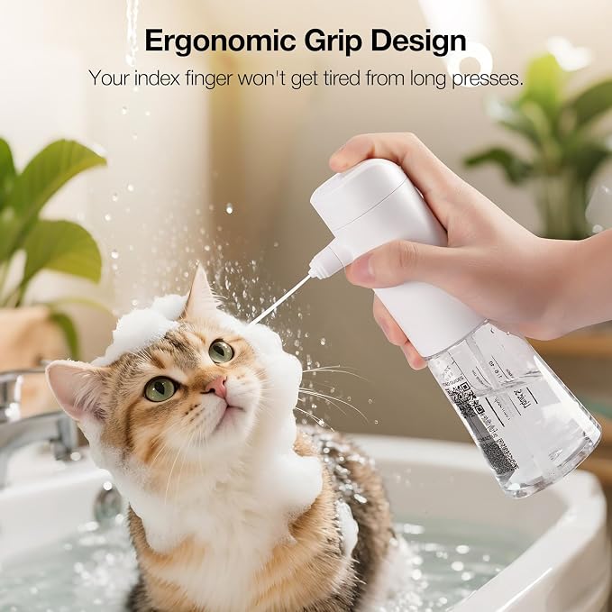 Electric Dog Cleaning Foam Machine Sprayer,Rechargable Soap Dispenser for Dog 1100mAh Ultra Long Standby, IPX8 Waterproof, 230mL Capacity, Deep Cleaning Pet Fur, for Bathroom Kitchen Cat(White 2 PCS)