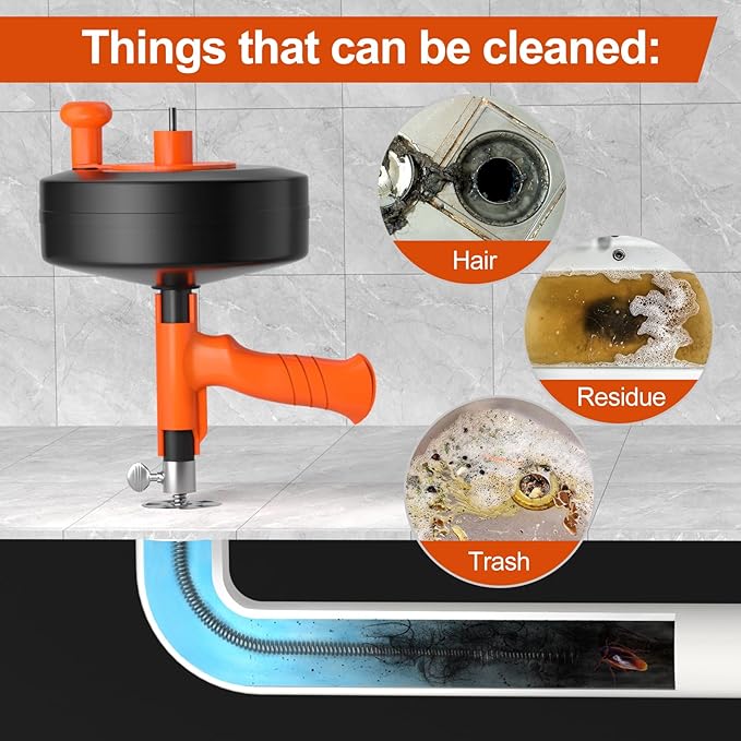 Drain Auger, Plumbing Snake With Drill Adapter, 35ft Heavy Duty Flexible Sink Steel Plumbing Auger Bathroom Hair Clog Removal Tool, Manual Or Powered - No auto retract or feed