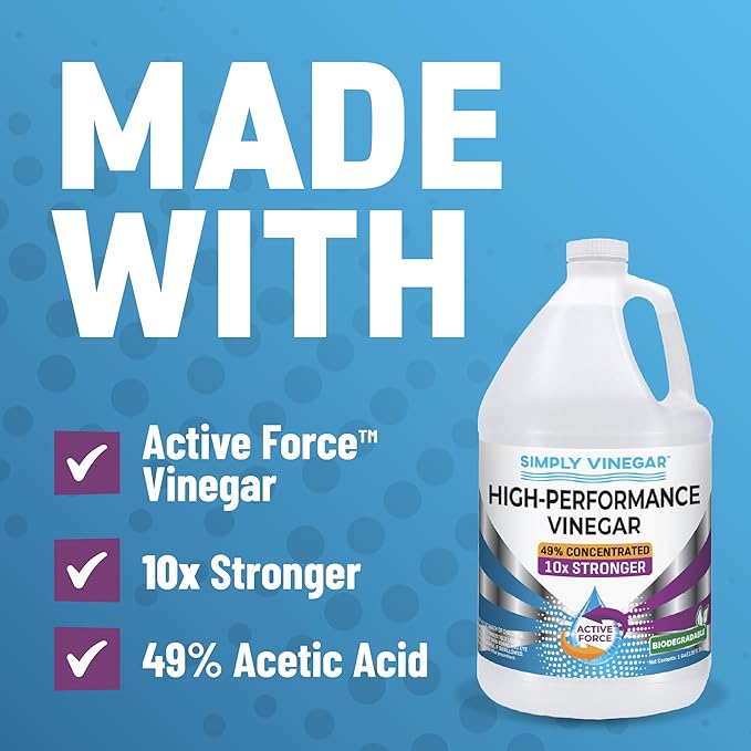 Simply Vinegar Industrial Strength 49% Vinegar – High-Performance Concentrated Cleaner for Home, Garden, Driveways & More – Biodegradable & Bleach-Free (Not for Food Use) - 1 Gallon (128 oz)