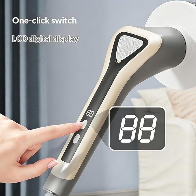 Electric Spin Scrubber, Full-Body Waterproof Bathroom Electric Scrubber with Power LCD Display, Cordless Cleaning Brush Scrubber for Bathroom and Kitchen Cleaning