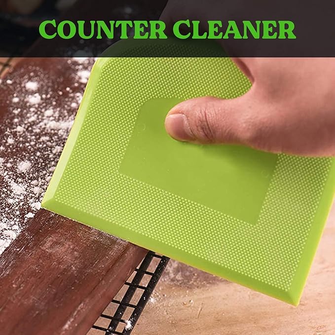 SURDOCA Dough Scraper Bench Scraper - 3P 11.8x7.3" Plastic Flexible Bowl Scraper, Sharp Edge & Angles Cake Scraper. Non-Slip Bakeware Decorating Tools Sculpting & Modeling Tools - Yellow+White+Blue