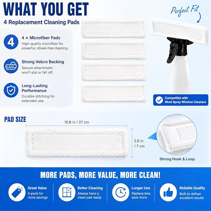 Window Vacuum Squeegee Cordless, Electric Window Cleaner Tool with 2000Pa Suction, 2200mAh Rechargeable Battery, 150mL Detachable Tank, 11-Inch Blade for Windows, Shower Doors, Mirrors
