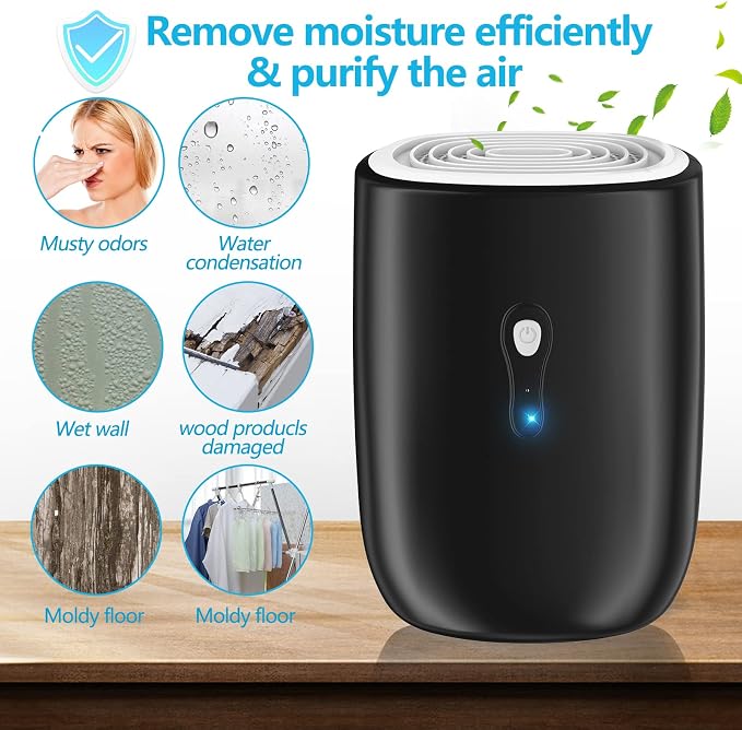 Dehumidifiers for Home 27oz(800ml) Small Auto Shut off Dehumidifiers with Drain Hose,Portable Ultra Quiet Mini Dehumidifier Effective for Bathroom, Basement, Garage, RV, Gun Safe, Closet