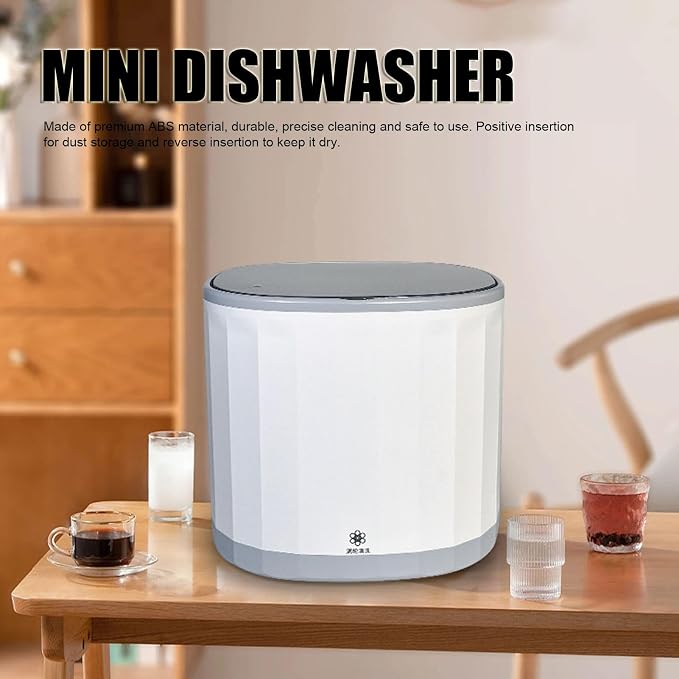 Compact Mini Dishwasher 4L, Fully Automatic Portable, USB Rechargeable, 360° Directional, Suitable for Home Use, Dish and Tea Cup Washing Machine