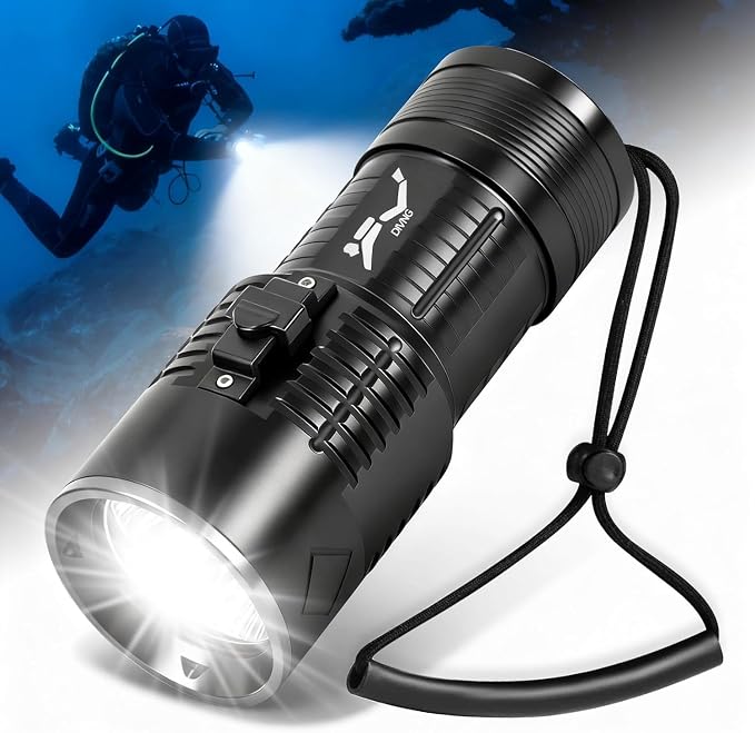 Scuba Dive Light - 5000LM Super Bright Rechargeable Waterproof Torch, 6 Modes Underwater Lights, Scuba & Snorkeling Safety Diving Flashlight for Deep Sea Snorkeling