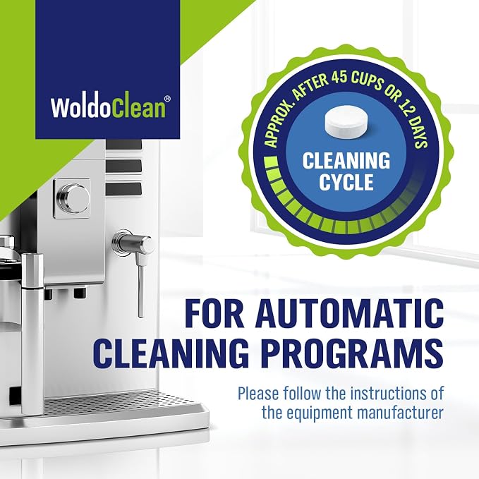 WoldoClean Coffee Maker Cleaning Tablets 150 Pack - Espresso Cleaner | Compatible with DeLonghi, Jura, Breville, Gaggia, Krups, Philips, Saeco