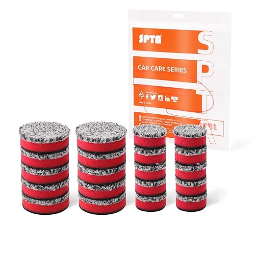 SPTA 2" Microfiber Cutting Pads 10 Pack, Heavy Cutting and Polishing, Microfiber Finishing Disc for Waxing and Polishing&Scratch and Vortex Removal Pad, Ultrafine Fiber Pad