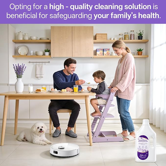 1 L Floor Cleaning Solution Lavender Scent, Compatible with Roborock/Shark/Bissell/Swiffer/IRobot/Eufy Quick Drying Without Residue Suitable for All Robot Vacuums and Wet Dry Dual-Use Vacuum Cleaners