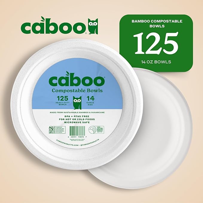 Caboo Napkins 4 Pack + Paper Bowls Bundle - Natural Bamboo Based Paper Products - Sustainable Alternative to Plastics and Papers for Home, Travel, and Personal Care
