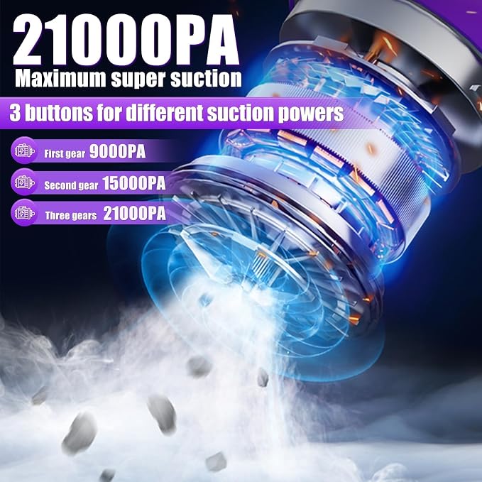 Brushless Handheld Car Vacuum （Equipped with a one-Touch Window Breaker and Seatbelt Cutter ）25000Pa Ultra-Strong Suction Ultra-Lightweight Mini Portable Vacuum Cleaner ，For Car ，Home (Silver-Purple)