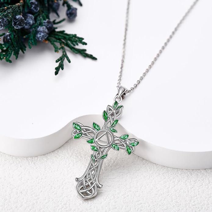 ONEFINITY Religious Cross Pendant Necklace Sterling Silver Origami Cross Pendant Gifts for Women Men Jewelry
