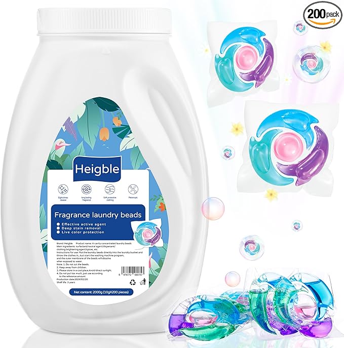 200 Count Laundry Detergent Pods Bulk 4 in 1 Washing Machine Detergent Pods Ultra Concentrated Tackles Tough Odors, Fruity Aroma