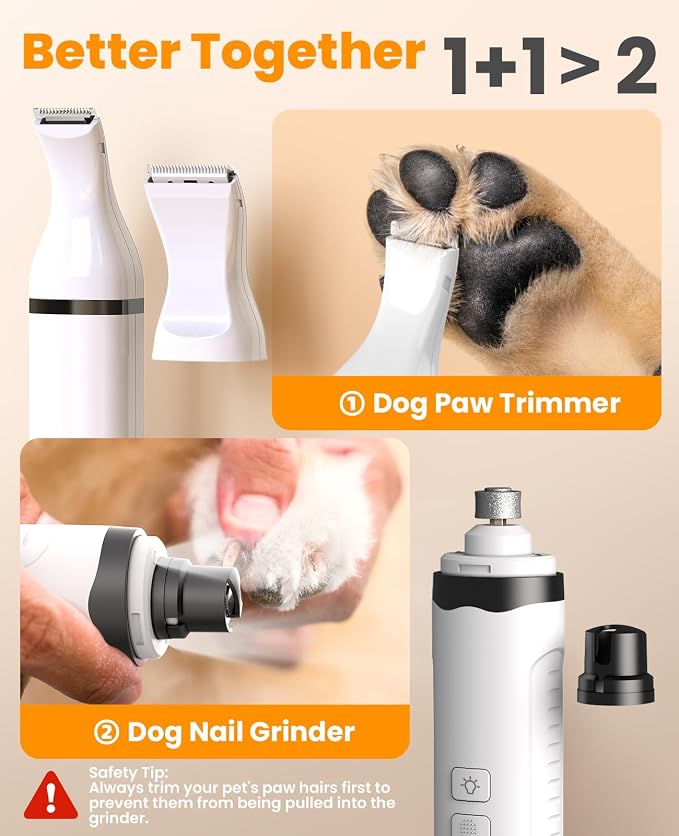 oneisall Dog Shaver Clippers Low Noise Dog Nail Grinder and Paw Trimmer Kit