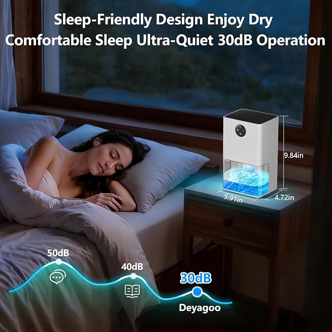 Dehumidifier, 1500ML (50 OZ) Small Dehumidifier for Home (300 Sq. Ft), Quiet with Auto Shut Off, Ideal for Bedroom Bathroom RV Closet