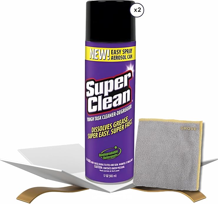 Super Clean Citrus Scent Cleaner and Degreaser Spray 17 oz Bundle with Microfiber Cloth - Heavy Duty Degreaser for Kitchen, Oil, Grime, and Dirt Removal - (3 Items)