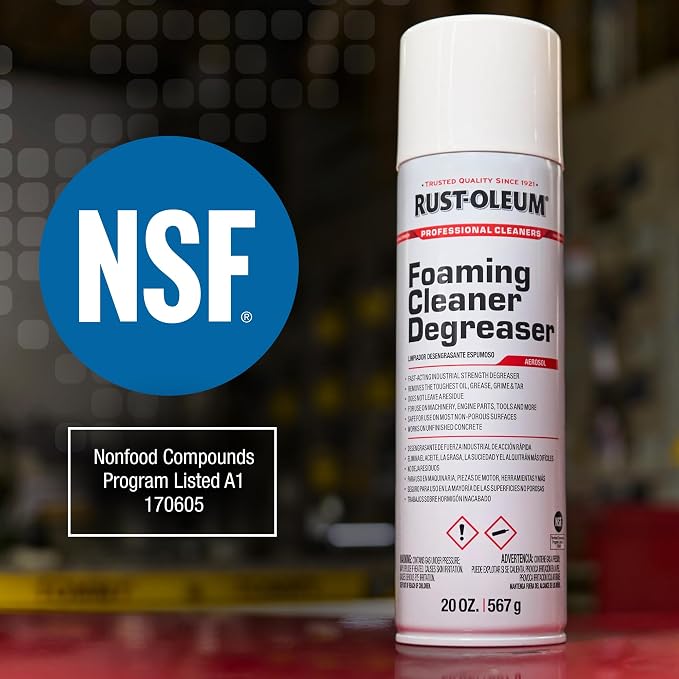 Rust-Oleum Professional Cleaners Foaming Cleaner Degreaser | 20oz Aerosol Can | Professional Strength | 6 Pack