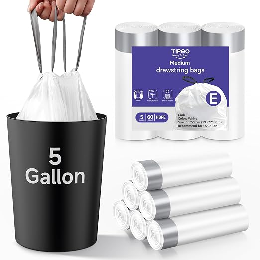 5 Gallon Trash Can with Trash Bags Drawstring