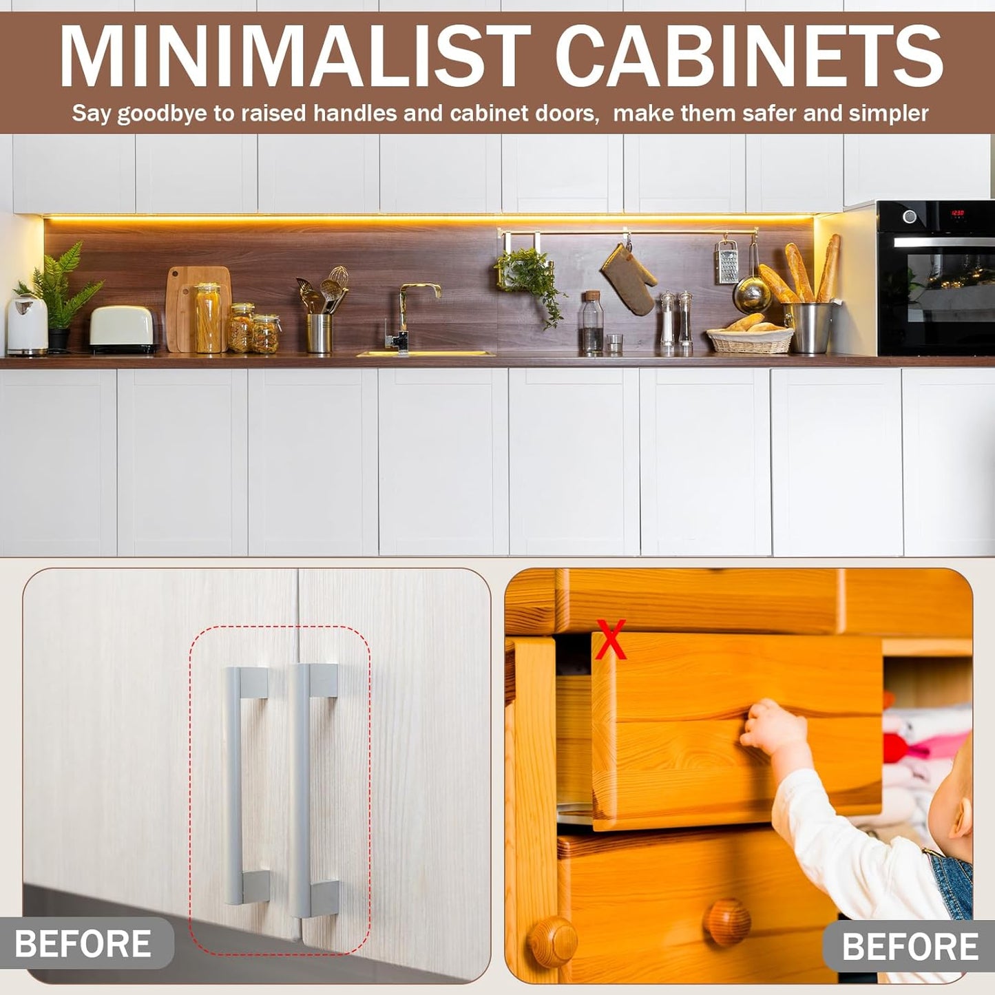 Lounsweer 50 Pack Magnetic Push Latches for Cabinet Door 2.87 Inches Short Push to Open Cabinet Hardware Pop up Lock Magnetic Latch for Closet Cupboard Wine Rack Dresser Drawer Sliding Door(White)