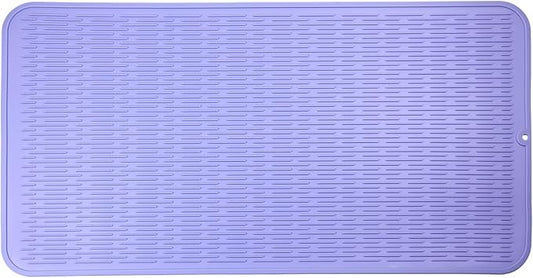 MicoYang Silicone Dish Drying Mat for Multiple Usage,Easy clean,Eco-friendly,Heat-resistant Silicone Mat for Kitchen Counter or Sink,Refrigerator or Drawer Liner Light Purple 4XL 32 inches x 18 inches