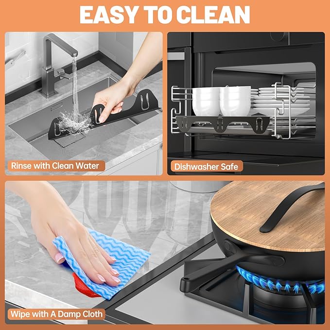 Stove Gap Covers 316 Stainless Steel,Stove Gap Filler,Heat-Resistant Oven Side Gap Filler,Between Stove and Counter Slide In Range Trim Kit for Kitchen,2 Pack (23.2” Shiny Black)