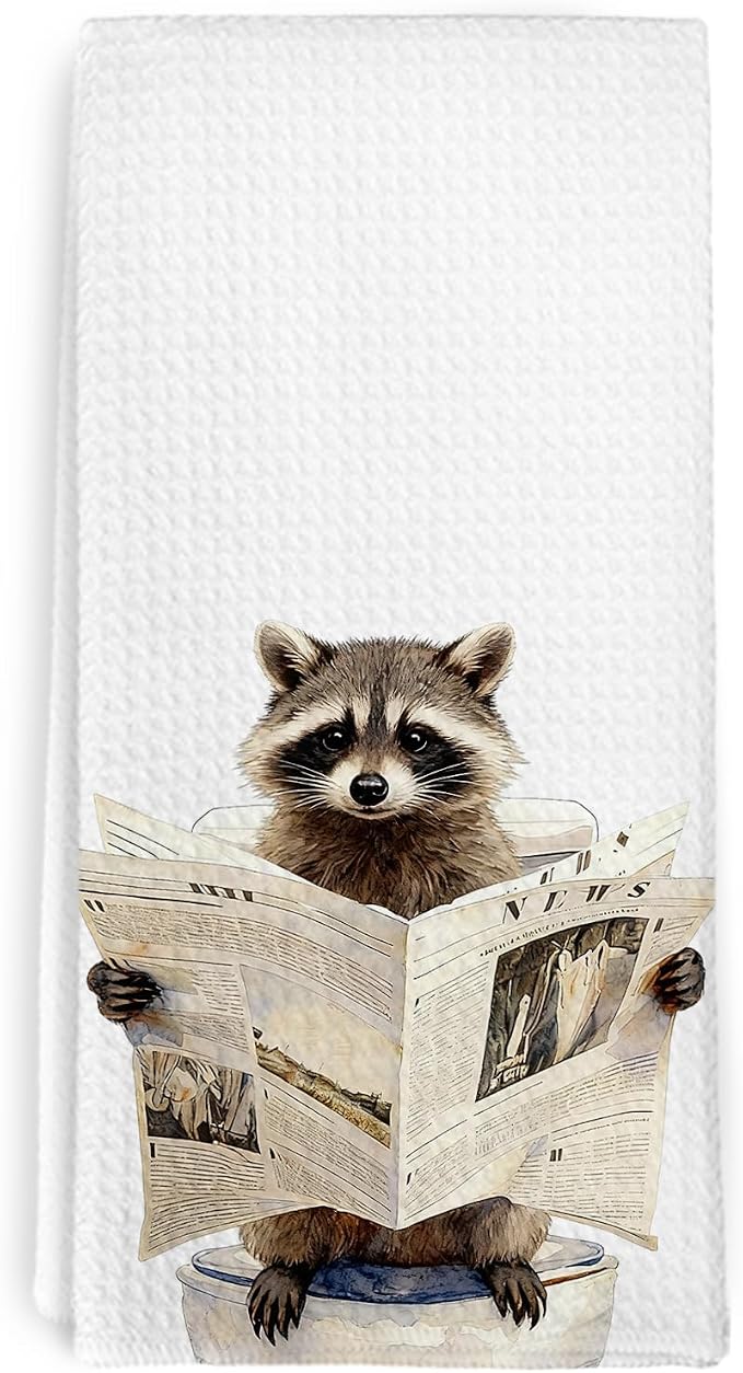 Funny Raccoon Gifts Hand Towels for Bathroom,Raccoon Lovers Owners Gifts,Racoons Kitchen Towels,Cute Animal Decorative Hand Tea Towel for Toilet Nursery Bathroom, 16x24 Inch
