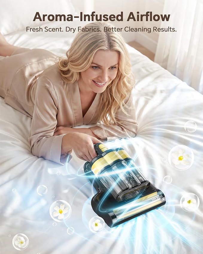 Mr.ego Cordless Mattress Vacuum Cleaner, 16Kpa Bed Vacuum Cleaner, UV-C & Ultrasonic Deep Cleaning, Smart Sensor & LED Display, Large Dust Cup, Reusable Filter, Handheld Vacuum for Bed, Sofa, Crib