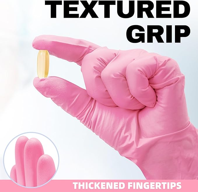 Beastek Nitrile Exam Gloves, 4Mil Disposable Powder-Free Latex-Free Glove for Medical Cooking Clean Esthetician Pink 1000 Pcs