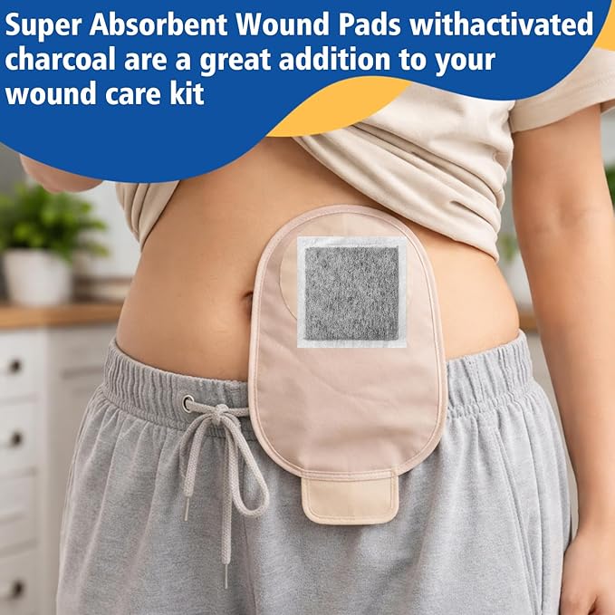 Yinder 20 Pcs Activated Charcoal Absorbent Pads for Infected Wound Odor Adhesive 4" Charcoal Pads for Body Odor, Shoes, Underwear (Square)