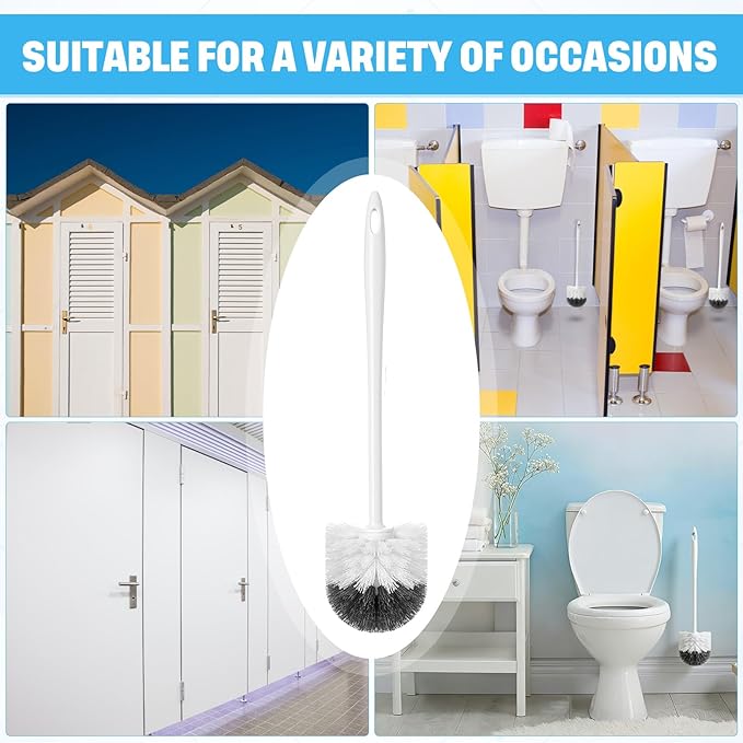 Reallnaive 24 Pack Toilet Brush Bulk, Commercial Heavy Duty Professional Toilet Bowl Cleaning Brush for Bathroom, Restroom Maintenance Cleaning Supplies (15 Inch,White)
