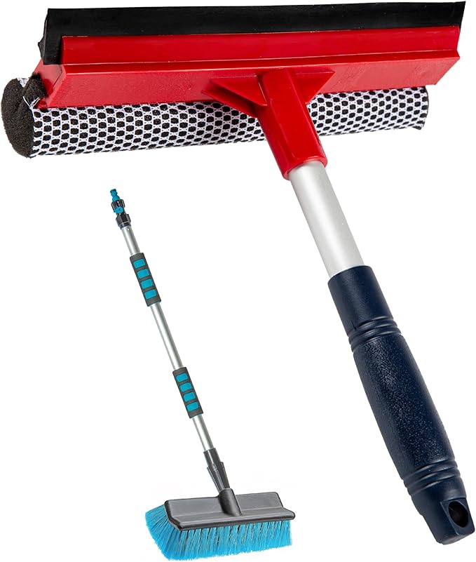 DSV Standard Window Squeegee 8'' and Car Wash Brush 10''