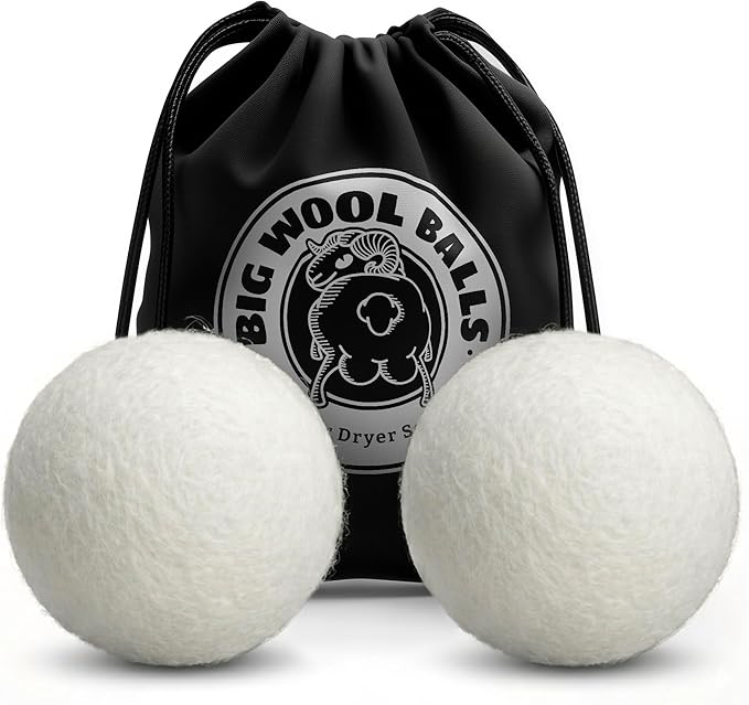 XXL 4in Wool Dryer Balls – Twice The Size of XL | 100% Organic New Zealand Wool | Shorten Drying Time | Reduce Static & Wrinkles Fast (by BigWoolBalls)