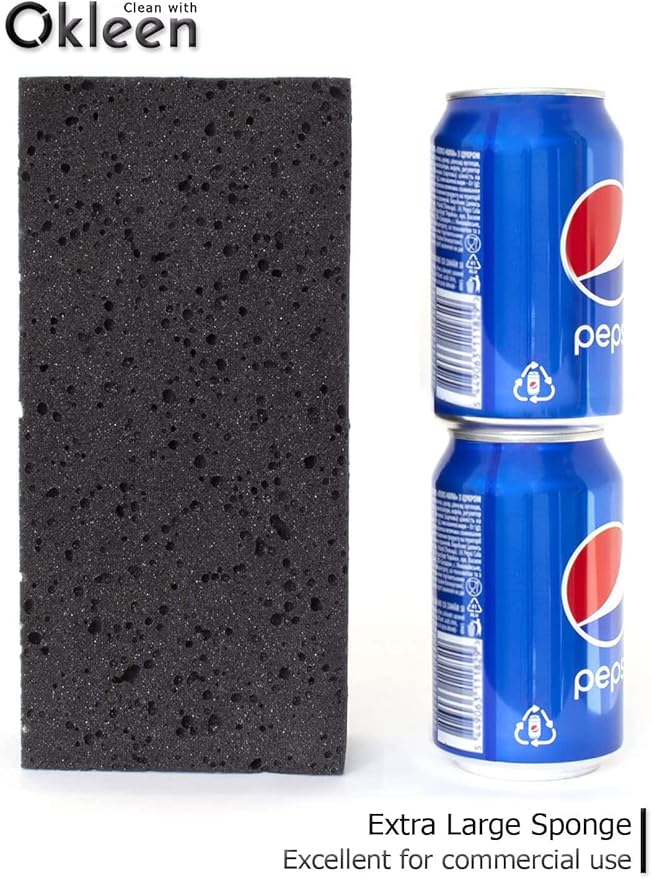Big Sponge. Made in Europe. 3 Pack, Black. 8.9x4.3x2.4 Inch Extra Large Odorless Commercial Sponge for All Purpose Cleaning
