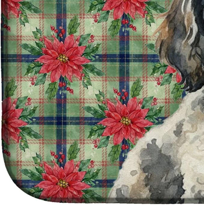 Caroline's Treasures Toy Parti Poodle Christmas PoinsettIas Dish Drying Mat Absorbent Dish Drying Mat Pad for Kitchen Counter Dish Drainer Mat for Countertop, 14 x 21", Multicolor