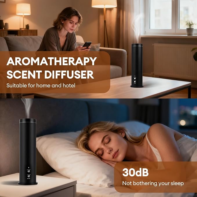 Waterless Scent Diffuser Starter Kit: Aroma Aromatherapy Diffuser | 100ml Cordless Rechargeable APP Smart Remote Control Home Hotel 1000 Sq Ft. Coverage 2 Essential Oils