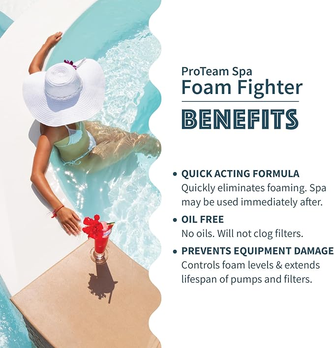 ProTeam Spa Foam Fighter - Hot Tub Defoamer - Spa Foam Eliminator with SplashWiz Hot Tub Chemicals Care Guide - (1 pt)