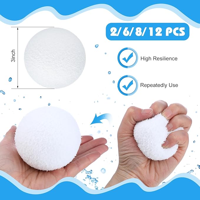 Gerrii 2 Pack Hot Tub Scum Absorber Ball 3 Inch Reusable Pool Sponge Oil Scum Washable Absorber for Pool Spas Keep Water Clean Floating Removal Filter