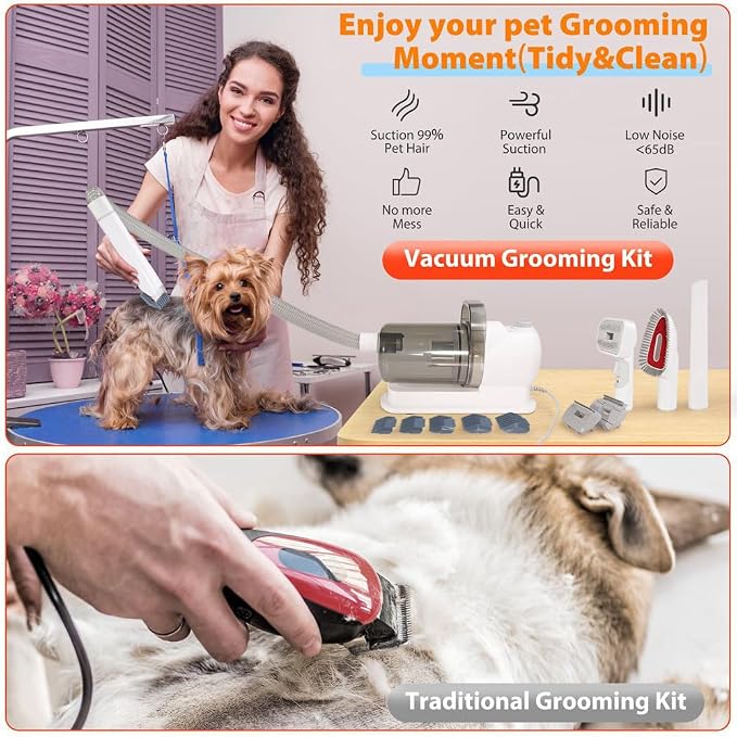 axGear Pet Hair Vacuum Dog Cat Grooming Kit Clipper Brush Hair Trim