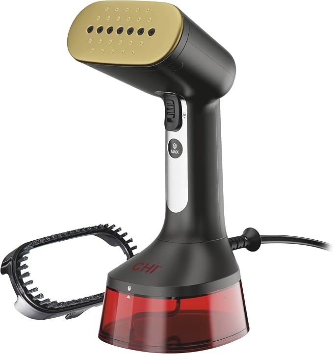 CHI Handheld Garment Steamer for Clothes, 1600W, 20-Minutes Steam Time, 300ml Water Tank, 2 Steam Modes, Portable, Fabric Brush, Ergonomic Handle, 10' Cord
