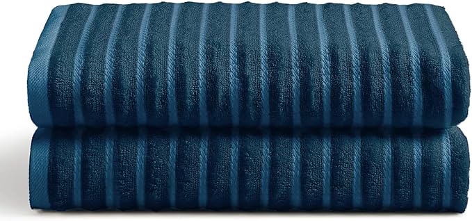 Cosy House Collection Luxury Rayon Derived from Bamboo Blend 2-Pack Towel Set - Ultra Soft, Absorbent and Quick Drying - Plush Cotton Hotel Spa Quality - 27" x 54" (Bath Towel, Navy Blue)