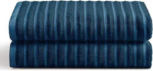 Cosy House Collection Luxury Rayon Derived from Bamboo Blend 2-Pack Towel Set - Ultra Soft, Absorbent and Quick Drying - Plush Cotton Hotel Spa Quality - 27" x 54" (Bath Towel, Navy Blue)