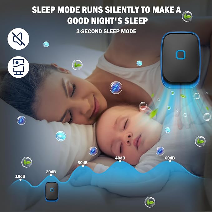 Plug-in Negative Ion Air Purifier/Household Air Purifier/Negative Ion Purification System/ 100 Million ions/hr, Filterless & Silent, for Living Room, Bedroom, Pet Odors (Black, 4-Pack)