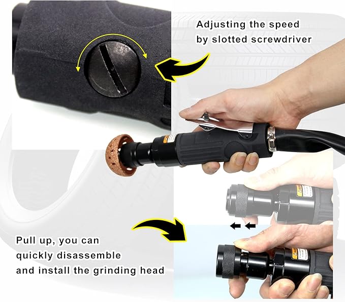 RYANSTAR RACING Tire Repair Set Includes 2500rpm Low Speed Air Tire Buffer Tire Patch Roller Tire Inner Liner Scrapper 3Pcs Tungsten Steel Buffing Wheel 42mm 55mm
