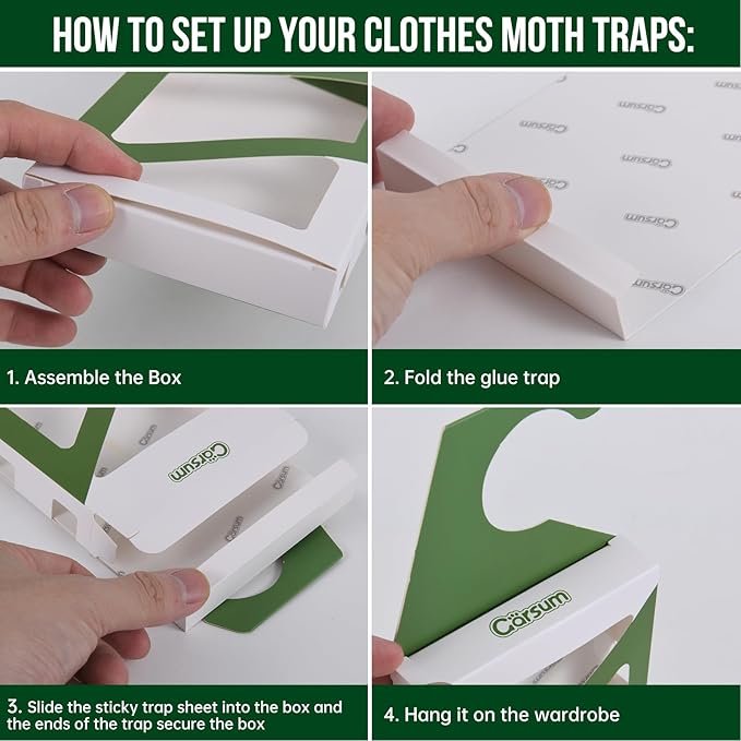 Garsum Clothes Moth Trap,Moth Traps for Clothes, Refillable 6 Packs Clothing Traps for House,Closets,Carpet