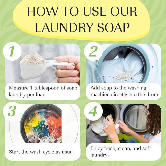 Natural Laundry Detergent Soap | Hypoallergenic Deep Cleaning Washing Powder | Eco-Friendly, Safe, and Effective BORAX, SODA ASH, EPSOM SALT, BAKING SODA and CASTILE SOAP (65 Loads) (Mango Bali)