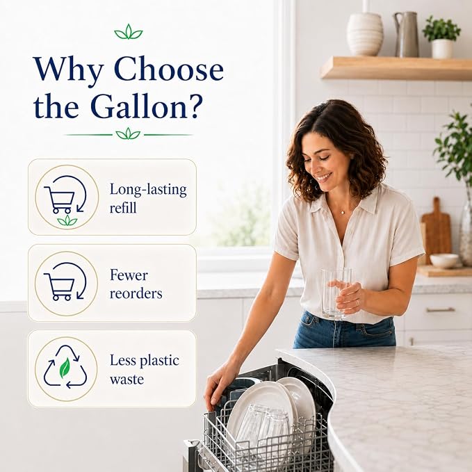 Ginger Lily Farms Plant-Based Dishwasher Detergent Gel, Fragrance-Free, 1 Gallon Refill (Pack of 4), Eco-Friendly, 100% Vegan & Cruelty-Free