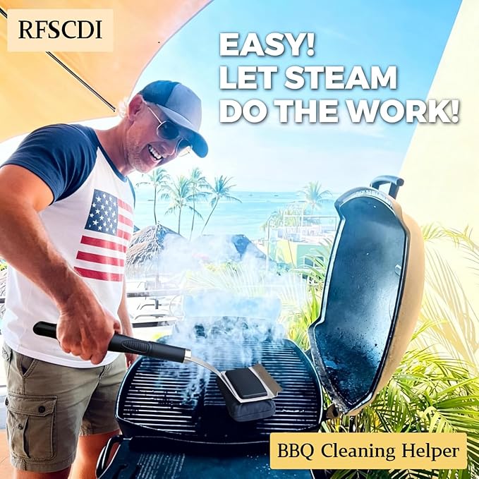 Grill Brush for Outdoor Grill Bristle Free - Reinforced Grill Cleaner Scraper BBQ Brush - Replaceable Head Barbecue Grill Cleaning Brush - Safe BBQ Accessories Grill Tools (Black)