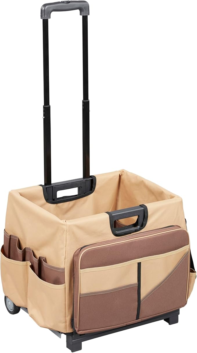 ECR4Kids Universal Rolling Cart with Canvas Organizer Bag, Mobile Storage, Dark Grey/Grey