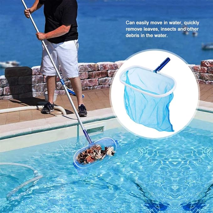 Pool Skimmer Net, Swimming Pool Leaf Skimmer Fine Mesh Net Skimmer Cleaner Pond Pool Accessories Pool Net for Cleaned Effortlessly