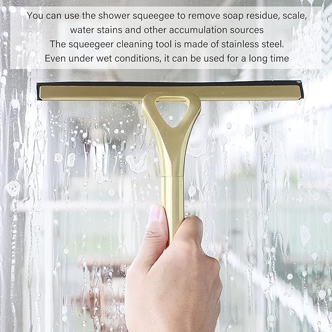 Stainless Steel Squeegee Bathroom Handle Glass Household Glassware Glass Cleaner Glass Brush for Window Cleaning Artifact Scraping Tools Gold Kit Shower Squeegees